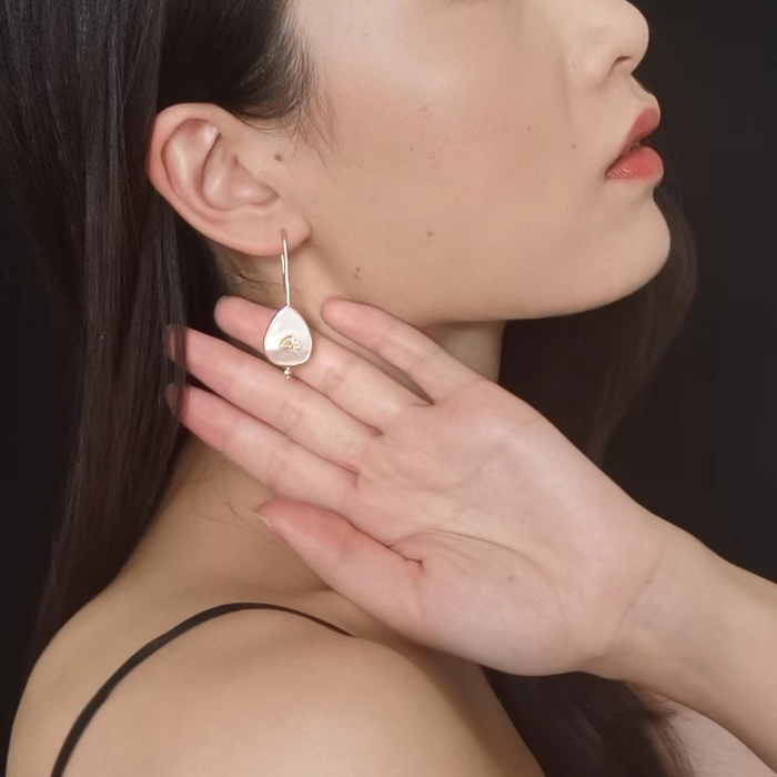 Fire and Water - Silk Road - Mother of Pearl- Luxury Sterling Silver Ear Studs