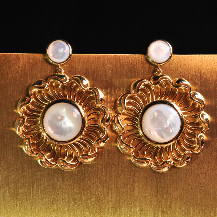 Wave Wheel - Silk Road - Mother of Pearl - Sterling Silver Earrings