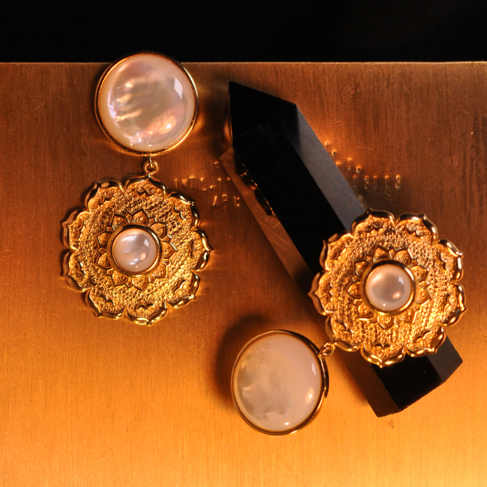 Lotus - Silk Road - Mother of Pearl- Luxury Sterling Silver Earrings