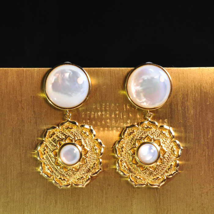 Lotus - Silk Road - Mother of Pearl- Luxury Sterling Silver Earrings