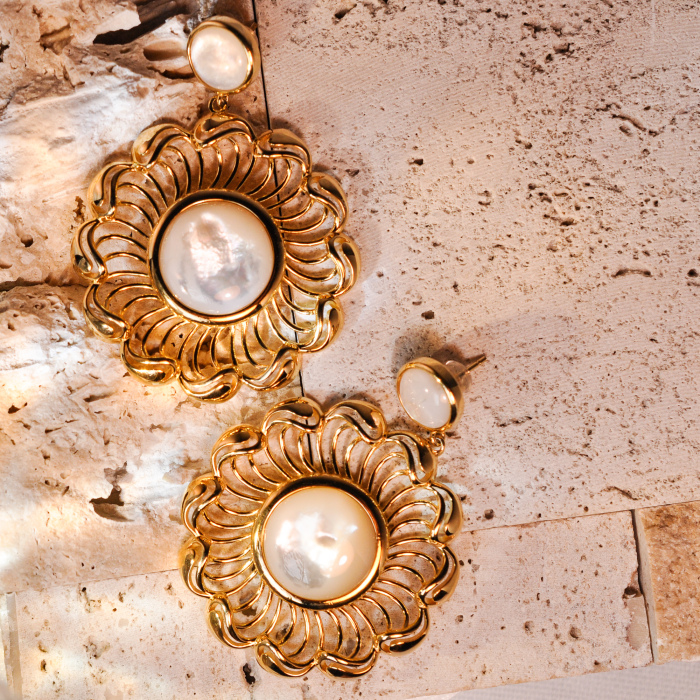 Wave Wheel - Silk Road - Mother of Pearl - Sterling Silver Earrings