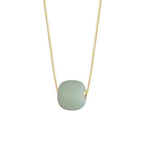 Designer Round Qiemo Jade Gold Sterling Silver Necklace - Exquisite Asian