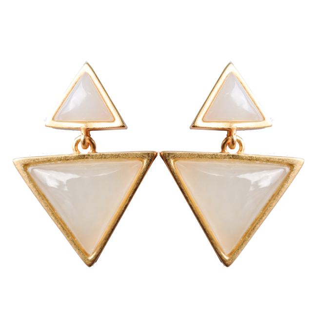Modern Triangle Jade Stud Earrings - Ideal Gift