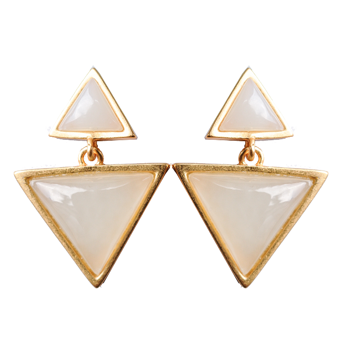 Modern triangle jade stud earrings