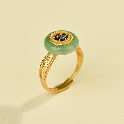 Unique Jade Lotus Ring with Burn-Blue Craftsmanship - Light Stone Jewellery