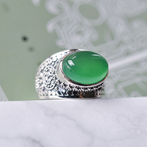 Vintage Chrysoprase Ring - Perfect Gift - Light Stone Jewellery