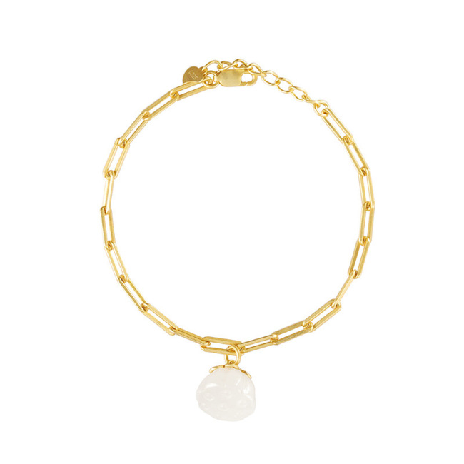 Gold Bracelet with Lotus Pod Charm - Light Stone Jewellery