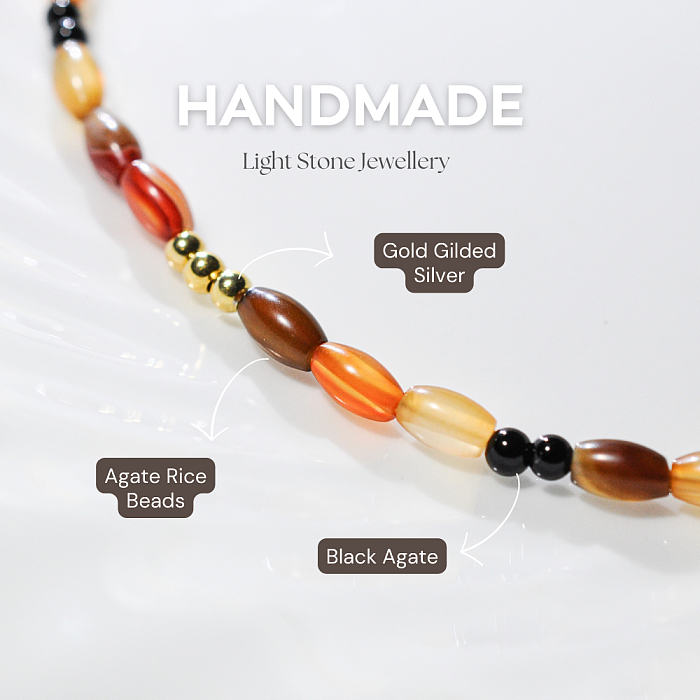 Fiery Silhouette designer handmade stone necklace featuring gradient and black agate beads