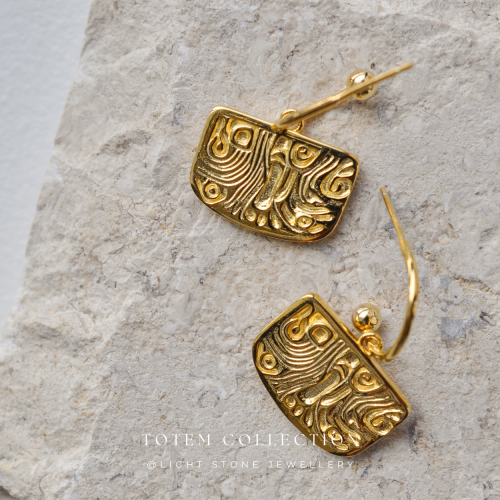 Elegant Golden Phoenix Feather - Totem - Gold Plated Earring