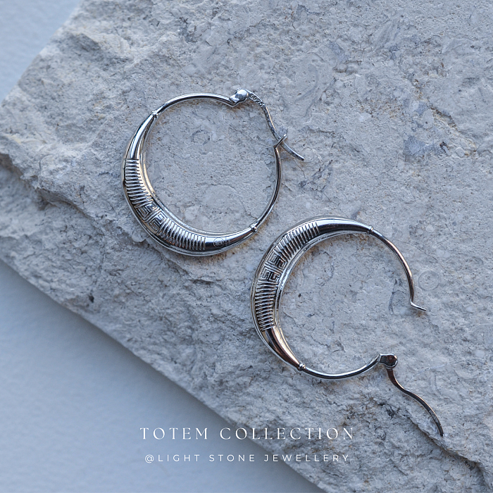Eternal Elegance Rhodium-Plated Hoop Silver Earrings - Totem Collection