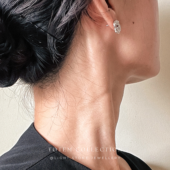 Rhodium Dragon Heart Stud Earrings | Modern Elegance Meets Chinese Tradition