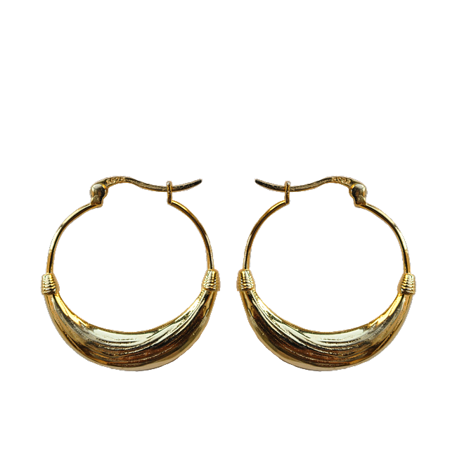 Concave - Totem - Gold-Plated - Hoop Silver Earrings