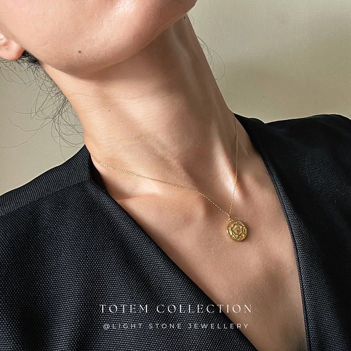 Gold-Plated Necklace with Ancient Chinese Totem Pendant - Designer Jewelry
