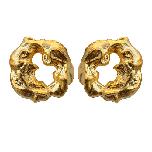 Golden Dragon Heart - Totem - Stud Silver Earrings