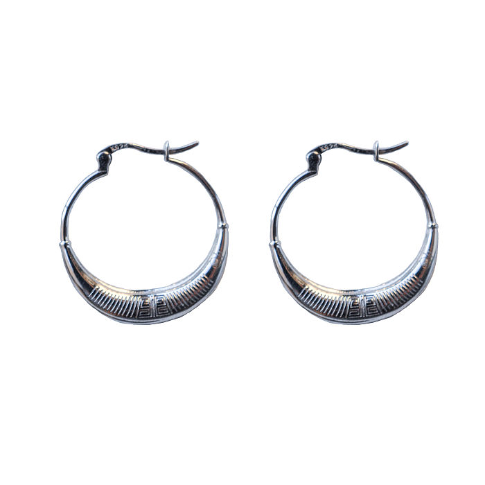 Eternal Elegance Rhodium-Plated Hoop silver Earrings - Totem Collection