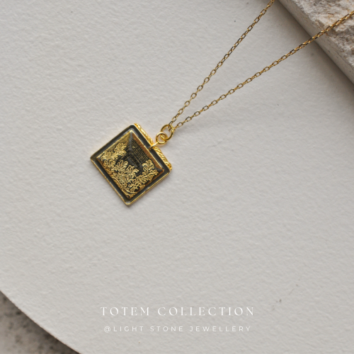 Golden Pine Tree - Totem - Sterling Silver Gold - Plated Necklace