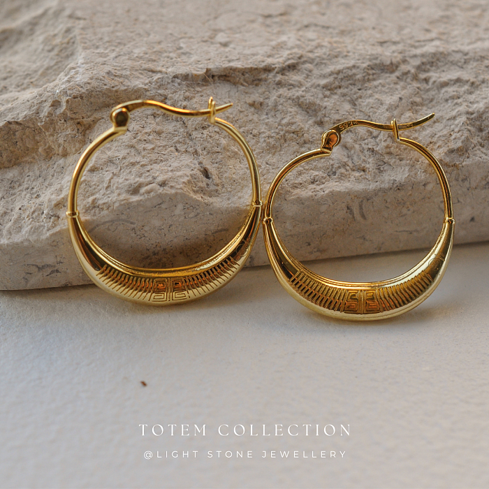 Eternal Elegance Gold Hoop Earrings - Traditional Totem Design