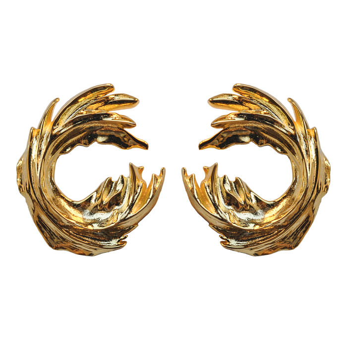 Golden Phoenix Feather silver Earrings - Artistic and Cultural Design