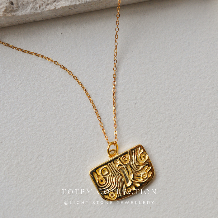 Luxurious Gold Phoenix Feather Pendant on Slim Chain in Totem Collection