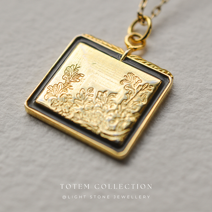 Golden Pine Tree - Totem - Sterling Silver Gold - Plated Necklace