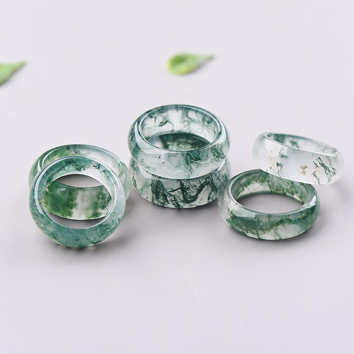 Natural Moss Agate Ring – Unique Green Gemstone Band for Healing and Style