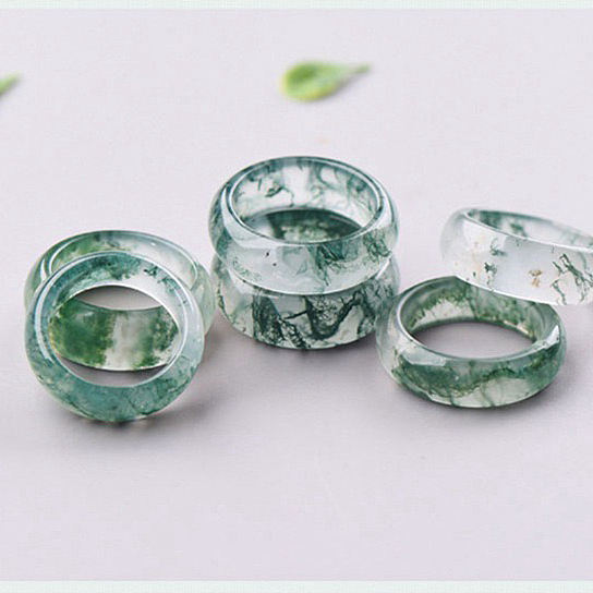 Natural Moss Agate Ring – Unique Green Gemstone Band for Healing and Style