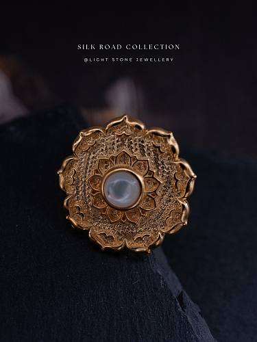 Lotus - Silk Road - Mother of Pearl- Luxury Sterling Silver Ring