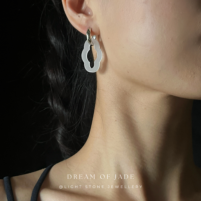 Ancient Window Grace White Jinsi Jade Earrings - Hand-Carved Diamond-Shaped White Jade with Faceted Sterling Silver Hoops - Versatile Styling - Perfect Gift - Designer Jewellery - Free Shipping Worldwide - Light Stone Jewellery