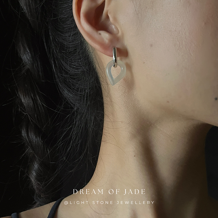 Teardrop Grace Xiuyan Jade Earrings - Hand-Carved Teardrop Jade with Sterling Silver Hoops - Versatile Styling - Perfect Gift - Designer Jewellery - Free Shipping Worldwide - Light Stone Jewellery