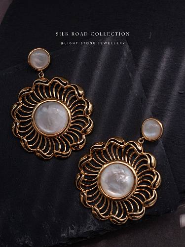 Wave Wheel - Silk Road - Mother of Pearl - Sterling Silver Earrings