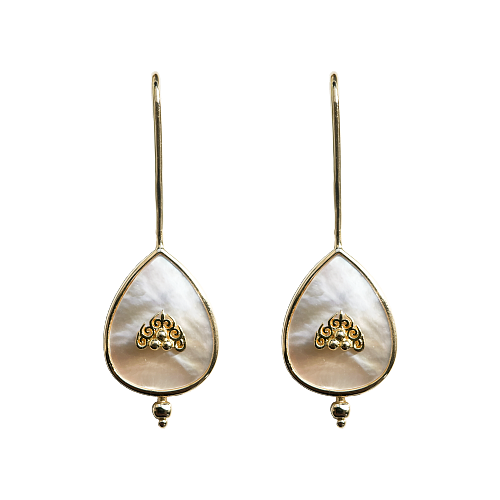 Fire and Water - Silk Road - Mother of Pearl- Luxury Sterling Silver Ear Studs