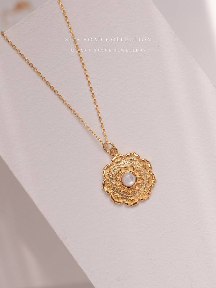 Lotus - Silk Road - Mother of Pearl- Luxury Sterling Silver Necklace