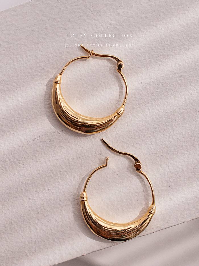 Concave - Totem - Gold-Plated - Hoop Silver Earrings
