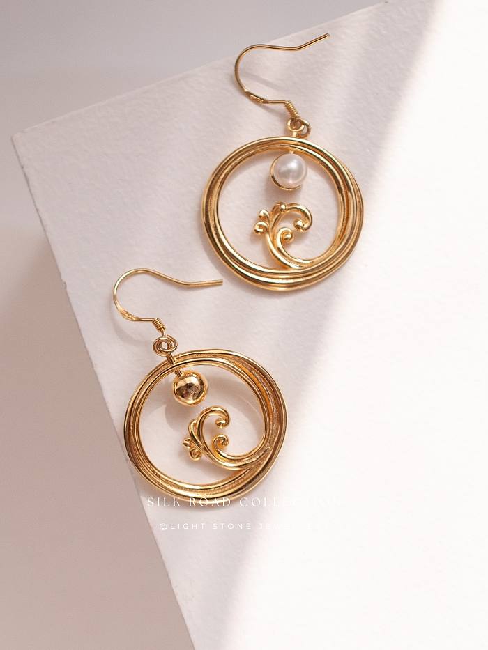 Moon Over Sea- Silk Road - Freshwater Pearls - Luxury Sterling Silver Earrings