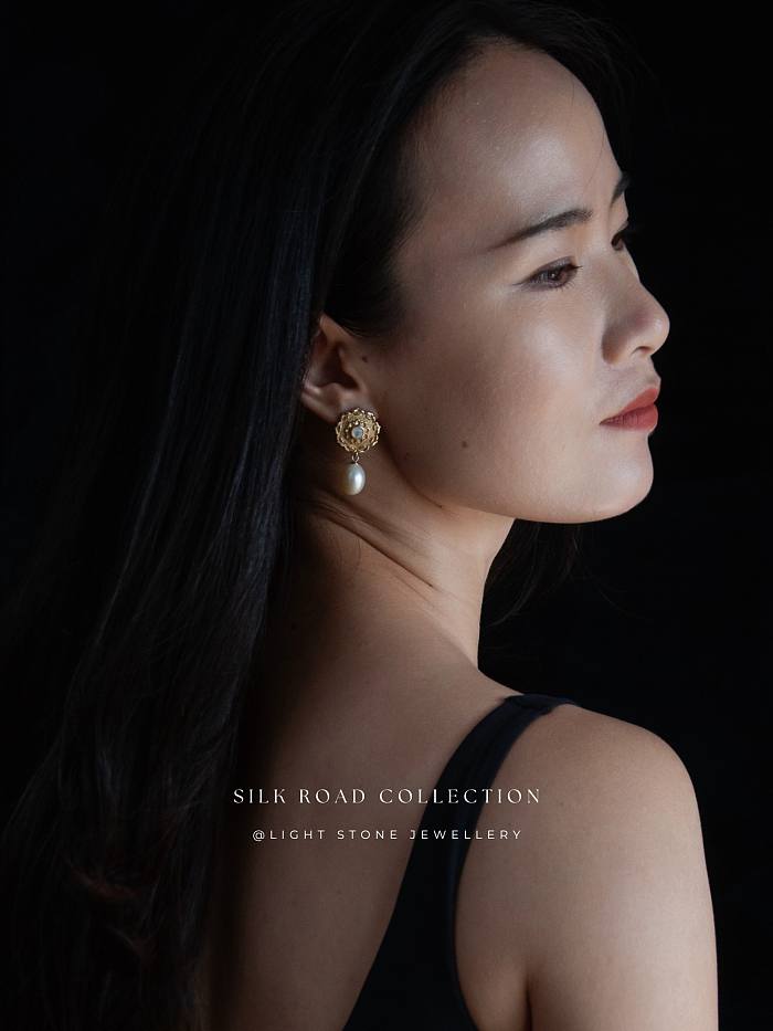 Lotus - Silk Road - Freshwater Pearls - Luxury Sterling Silver Earrings