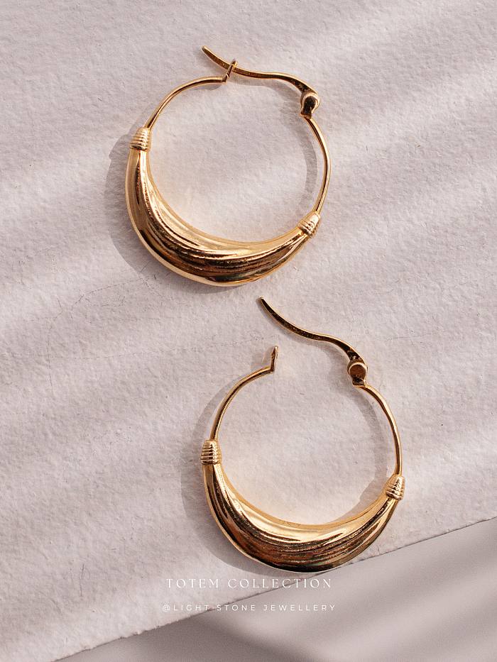 Concave - Totem - Gold-Plated - Hoop Silver Earrings