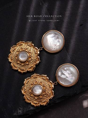 Lotus - Silk Road - Mother of Pearl- Luxury Sterling Silver Earrings