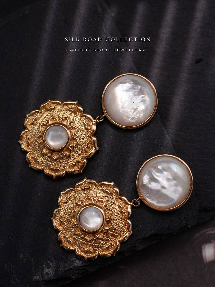Lotus - Silk Road - Mother of Pearl- Luxury Sterling Silver Earrings