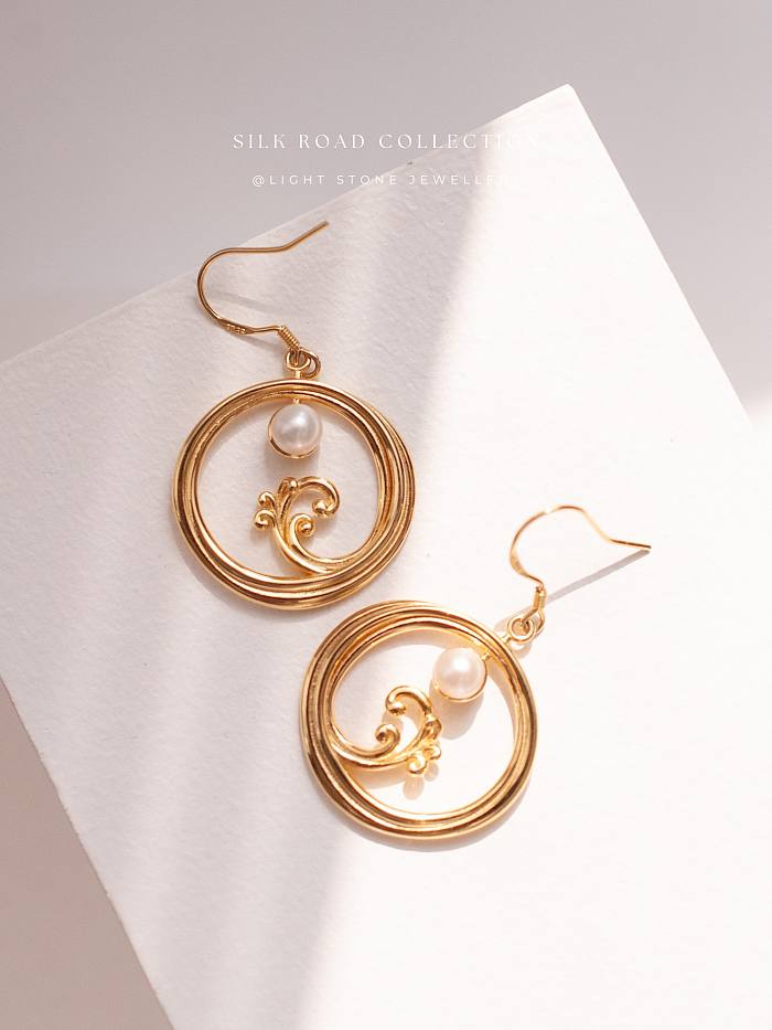 Moon Over Sea- Silk Road - Freshwater Pearls - Luxury Sterling Silver Earrings