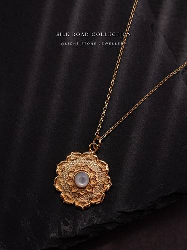 Lotus - Silk Road - Mother of Pearl- Luxury Sterling Silver Necklace