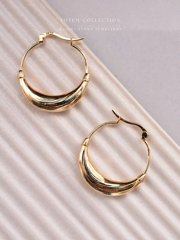 Concave - Totem - Gold-Plated - Hoop Silver Earrings