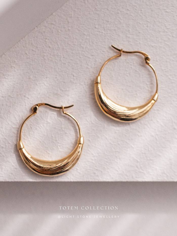 Concave - Totem - Gold-Plated - Hoop Silver Earrings