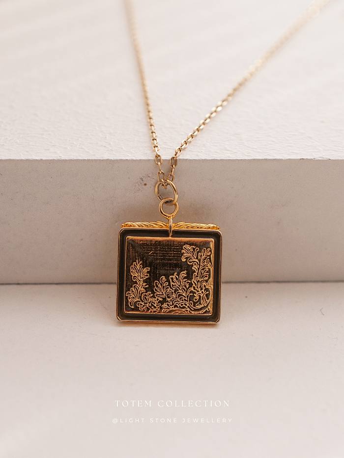 Golden Pine Tree - Totem - Sterling Silver Gold - Plated Necklace