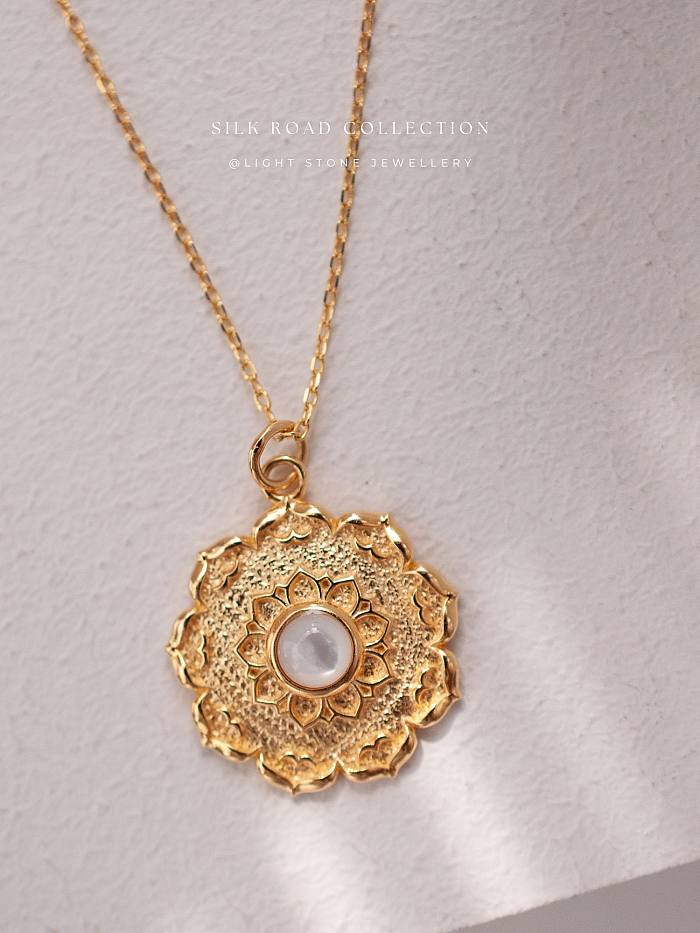 Lotus - Silk Road - Mother of Pearl- Luxury Sterling Silver Necklace