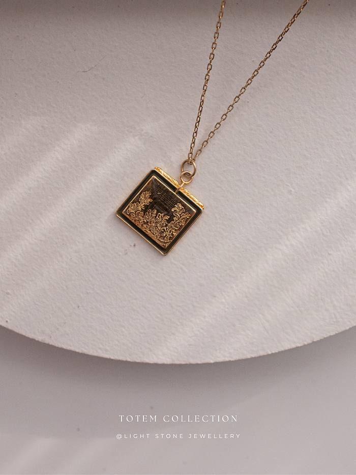 Golden Pine Tree - Totem - Sterling Silver Gold - Plated Necklace