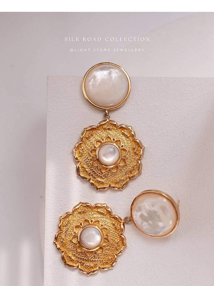Lotus - Silk Road - Mother of Pearl- Luxury Sterling Silver Earrings