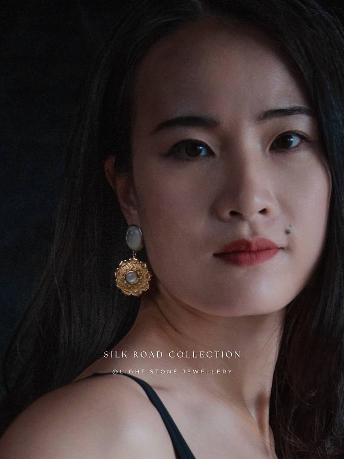 Lotus - Silk Road - Mother of Pearl- Luxury Sterling Silver Earrings