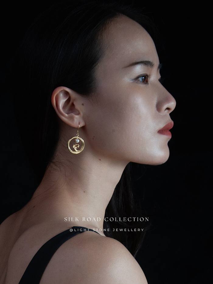 Moon Over Sea- Silk Road - Freshwater Pearls - Luxury Sterling Silver Earrings