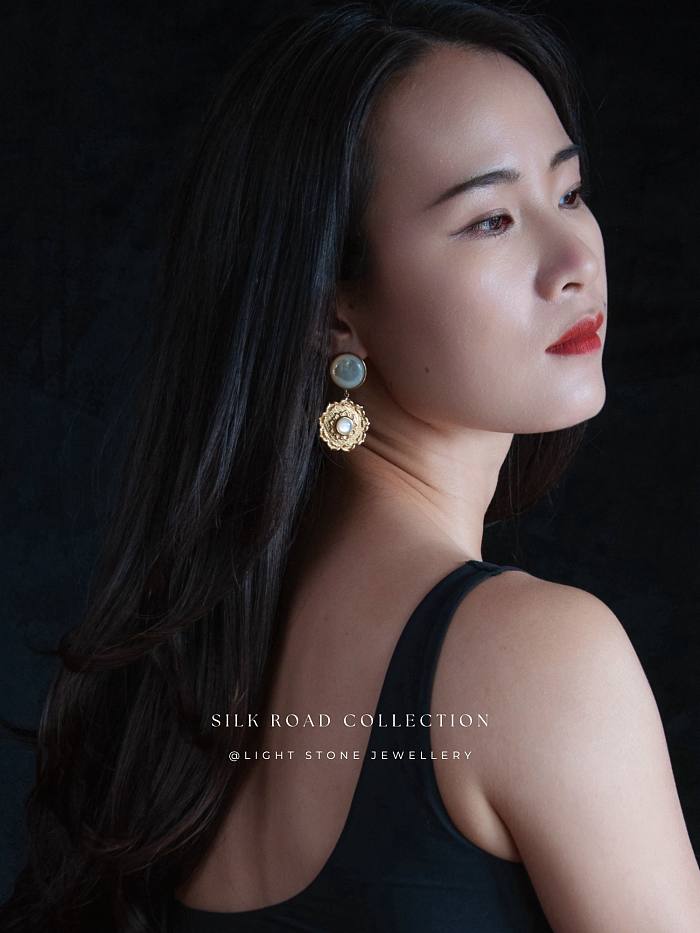 Lotus - Silk Road - Mother of Pearl- Luxury Sterling Silver Earrings