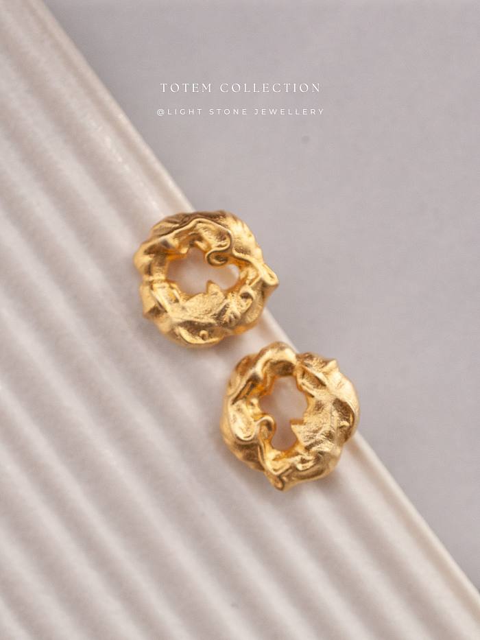 Totem Golden Dragon Heart Earrings